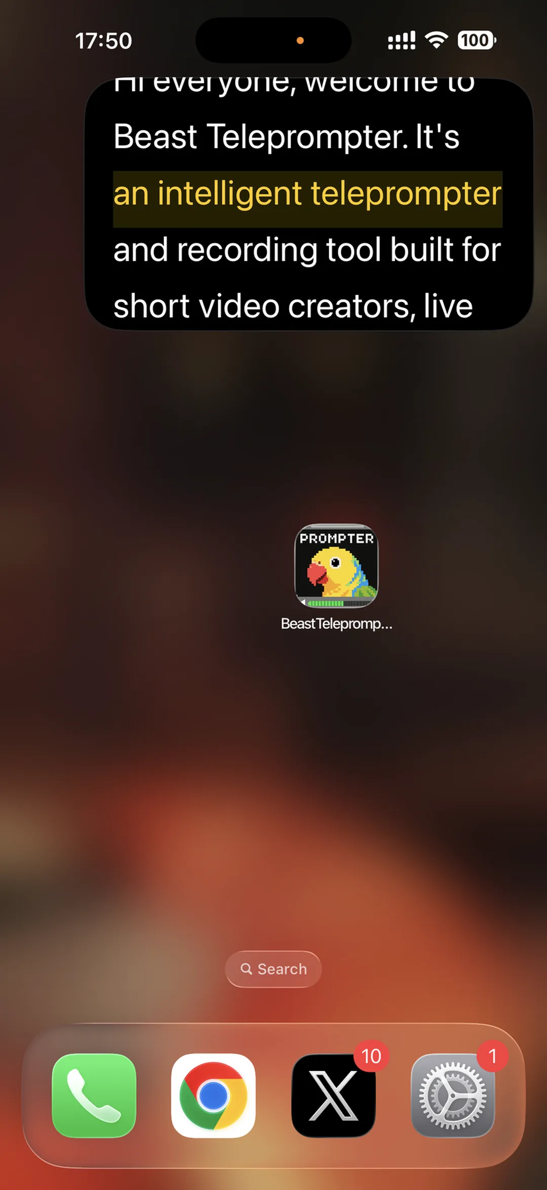 Floating prompt window overlaying a live app on iPhone
