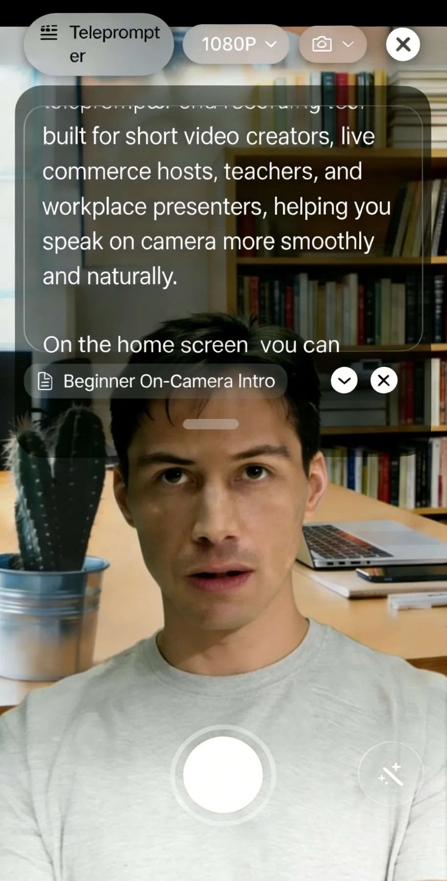 Beast Teleprompter, virtual background recording mode